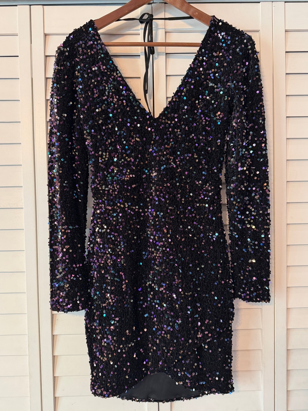 Betsey Johnson Lorelai Sequin Long Sleeve Dress - Size S